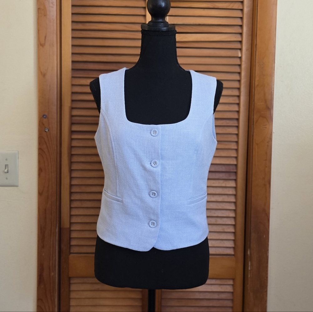 EUC House Of Harlow 1960 Women's Light Blue Button-Up Vest Size Small